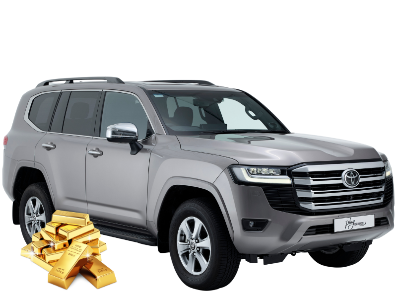 A car and gold that can be won in the raffel (image for display purposes only)