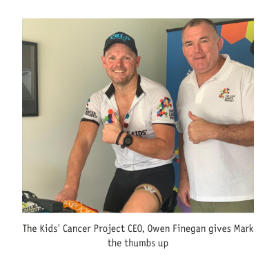 The Kids'Cancer Project CEO, Owen Finegan gives Mark the thumbs up